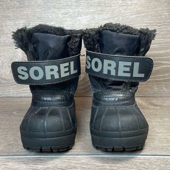 Sorel Snow Commander Warm Waterproof Black White Toddler Size 5 Fur Lined Boots - Picture 11 of 11